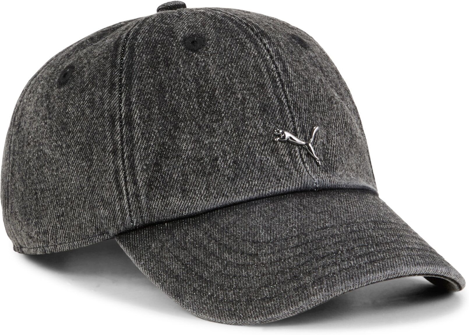 Baseball Cap PUMA "WARDROBE ESS METAL DAD CAP", grau (puma schwarz), Baumwolle, unifarben, Caps Baseball Cap, lässiger Retro-Look, unstrukturierte Cap, lockere Passform puma schwarz Einheitsgröße
