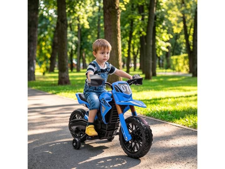 AIYAPLAY Moto Électrique Enfant 12V avec Roues Bleu