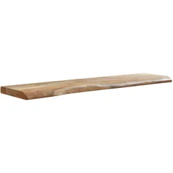 WANDREGAL Akazienholz Baumkante Rustikal, Beige 120x26x4 cm