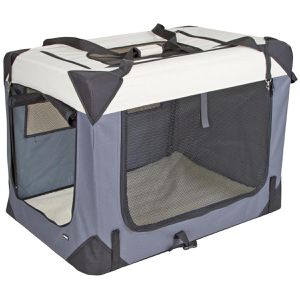 Kerbl Tiertransportbox Journey, aus Stoff, 52 x 52 x 70cm, grau/beige, Tiere bis 18kg