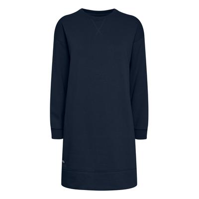 Sweatkleid OXMO "Sweatkleid OXHolly", Damen, Gr. S, N-Gr, blau (total eclipse), Obermaterial: 55% Polyester PES. 45% Baumwolle CO., Kleider Sweatkleid