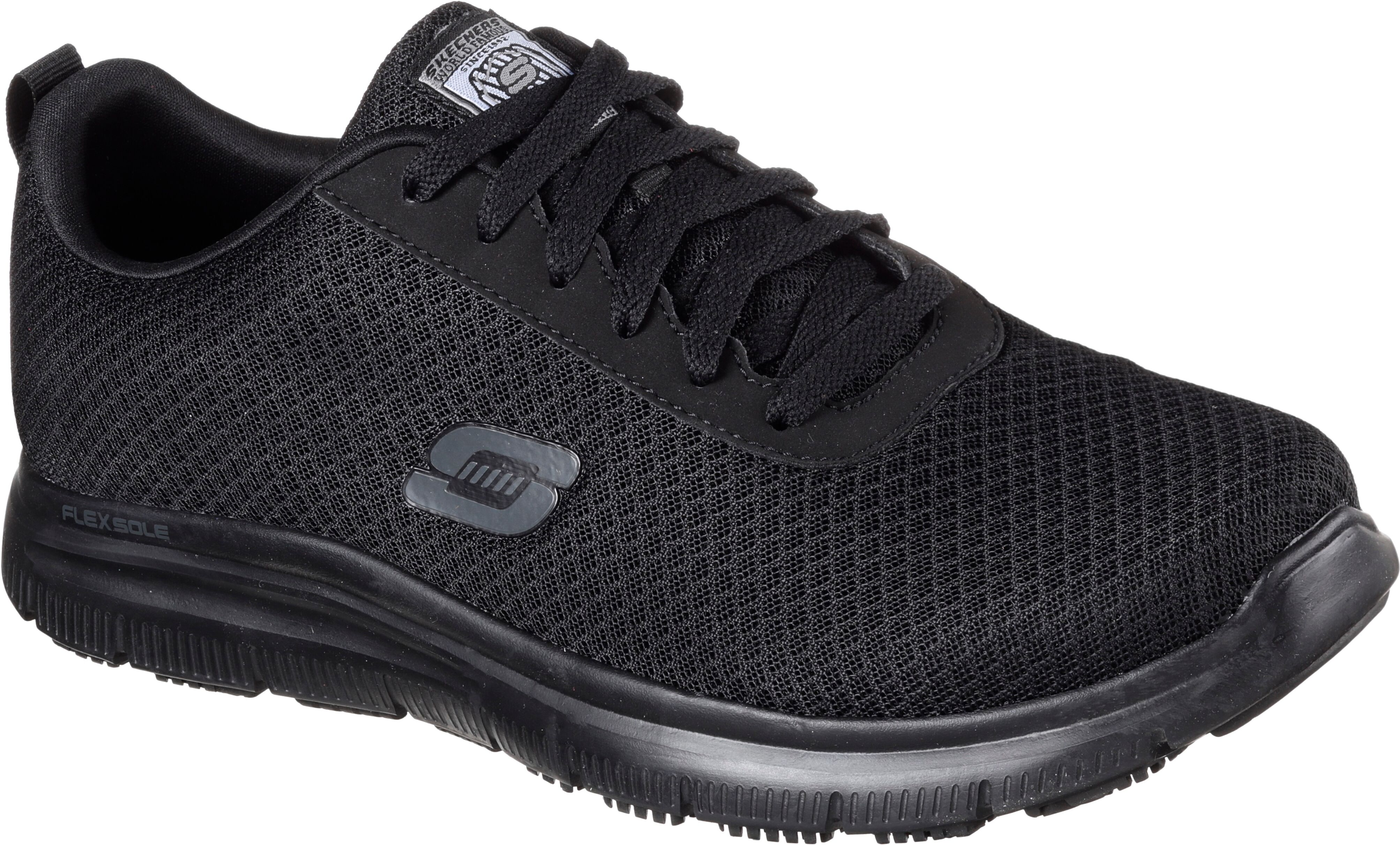 Berufsschuh SKECHERS Gr. 40, schwarz, 40, Textil, Lederimitat, Textil, Schuhe, Berufsschuh, Schnürschuh für Gastronomie,Pflege mit gepolsterter Innensohle schwarz 40, Textil