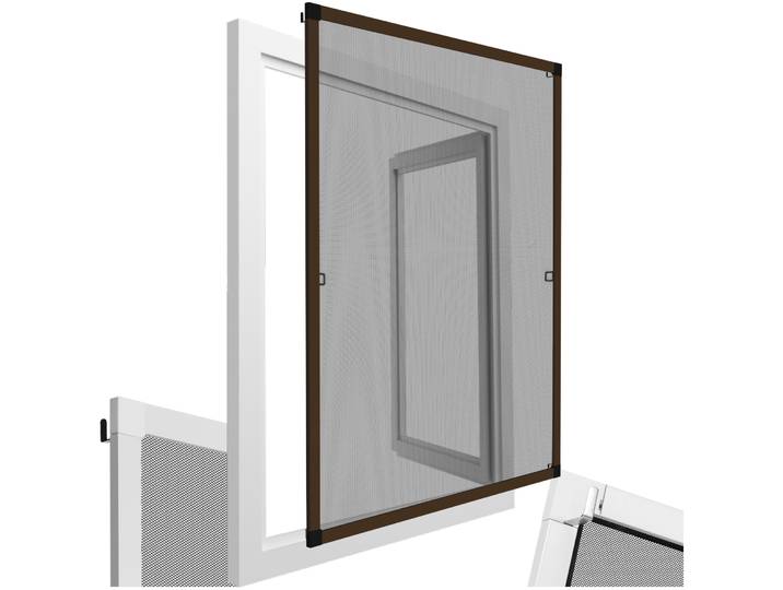 Fliegengitter mit Aluminiumrahmen für Fenster - 100 x 120 cm, braun