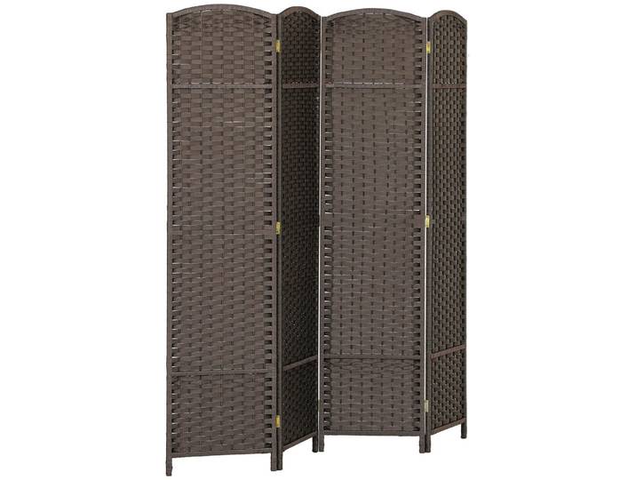Homcom Paravent 4-teilig 160 x 170 cm Trennwand aus Kiefernholz Braun, Holz, 1.6x170x160 cm, Wohnzimmer, Raumteiler & Paravents, Paravents