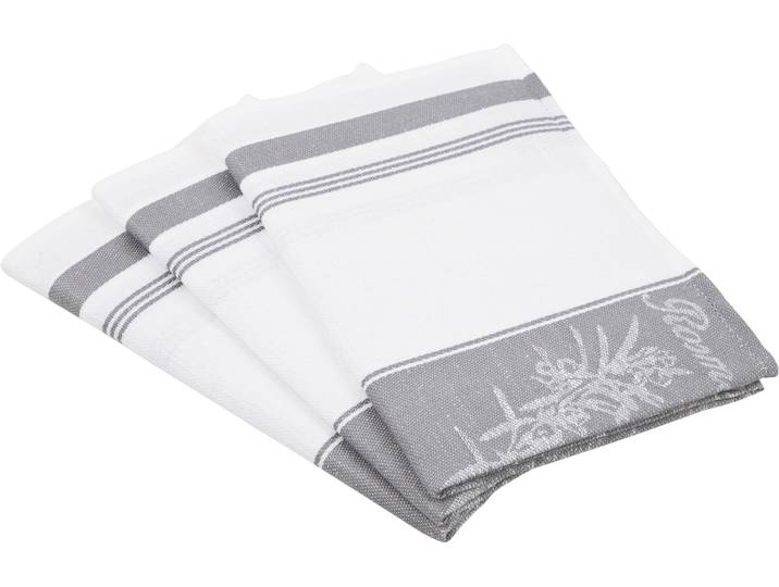Geschirrtuch ROSS Exclusiv , silber (silberfarben), B:50cm L:70cm, 50% Baumwolle, 50% Leinen, Geschirrtücher, Geschirrtuch, Mittelstreifen mit Kräutern, 50x70 cm