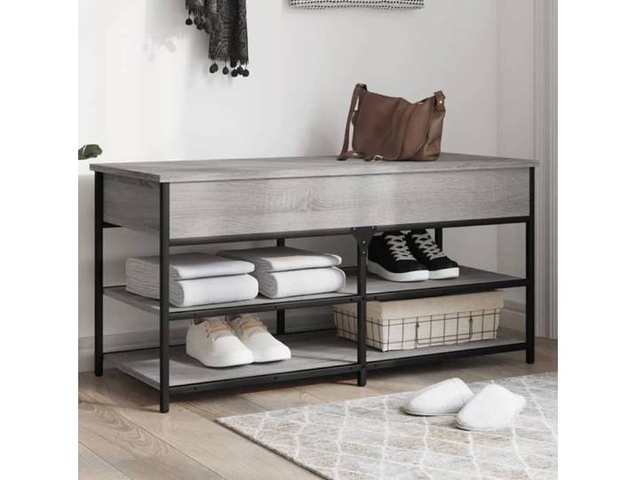 Banc à Chaussures Étagère à Chaussures avec Pieds Meuble à Chaussures avec Rangement Salon Industriel Sonoma Gris 839036