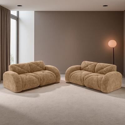 ZWYO HOSIMU Velvet Sofa Set with 2 Two-Seaters and No Assembly Required (2-Piece)