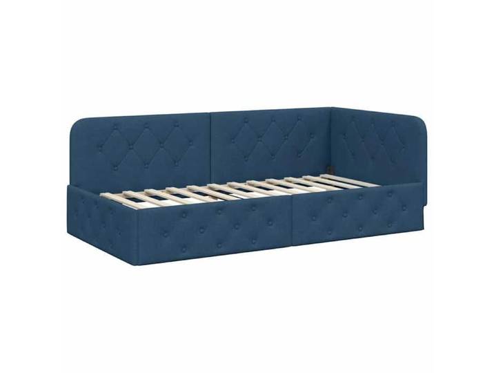 Bleu Cadre de lit d'angle Bleu 90x190 cm tissu - Structure de lit LV115483