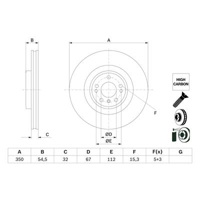 BOSCH Bremsscheibe 0986479e99 belüftet 350mm 32mm für Mercedes