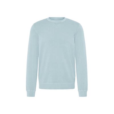 Strickfleece-Pullover BLEND "Strickpullover BHAddo", Herren, Gr. L, blau (faded denim), Obermaterial: 100% Baumwolle CO., Pullover