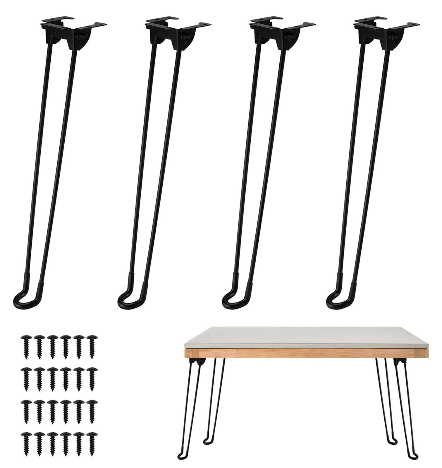 Solidchoice Set van 4 Inklapbare Haarspeldtafelpoten voor Meubels