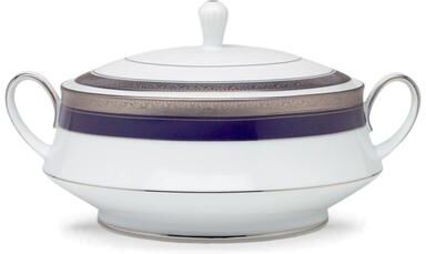 "Noritake Crestwood Cobalt Platinum Covered Vegetable Bowl, 10-1/4"", 48 oz."
