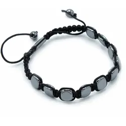 Magnetic Hematite Shamballa Bracelet -  Round Corners