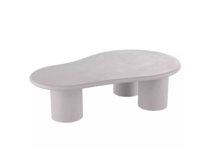 Table basse en microciment gris forme organique
