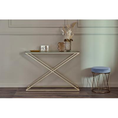 Konsolentisch JAHNKE "XTRA CONSOLE", gold (klarglas, gold, goldfarben, klarglas), B:100cm H:76cm T:30cm, Tische, Konsolentisch, Konsole/Beistelltisch in Gold-Look, aus Sicherheitsglas gefertigt