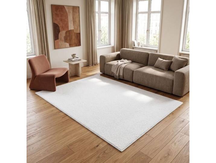 Tapis doux uni blanc crème 160x220