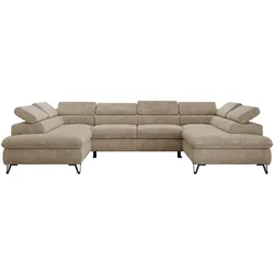 WOHNLANDSCHAFT PABLO U Schenille grob gewebt Beige
