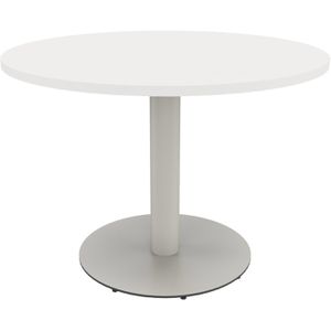 fm-Büromöbel Besprechungstisch Fastline, rund, 100 x 72 cm (ØxH), diamantweiß / silber
