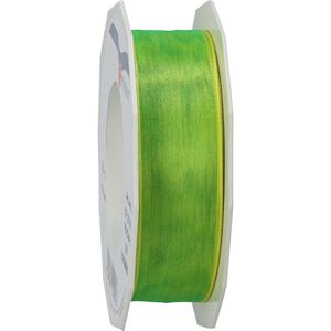 Präsent Geschenkband Four Seasons, limette, Stoffband mit Drahtkante, 25mm x 25m, matt