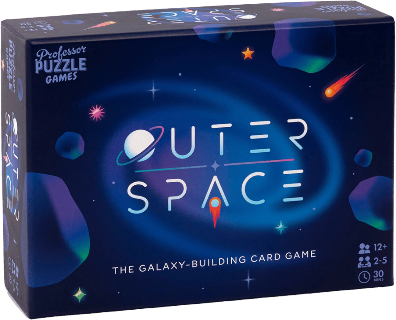 Professor Puzzle Outer Space Galaxy-Building Card Game for 2 to 5 players, Ages 12+, 30 minutes, 65 cards