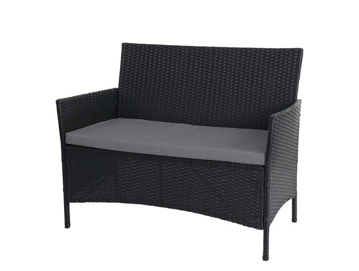 MCW Poly-Rattan Gartenbank Anthrazit, Grau, Kunststoff, 106x83x60 cm, Gartenmöbel, Gartenbänke