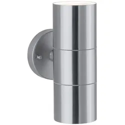 Paulmann Außenwandleuchte Flame, IP44, Zylinderform Up&Down, 230V, 2x GU10 max. 35W, Edelstahl gebürstet PAUL-94331