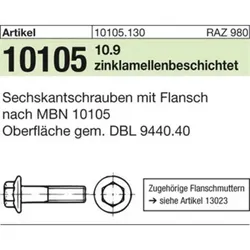 Sechskant-Flanschschraube MBN 10105 10.9 M10 x 30 flZnnc-L flZn S