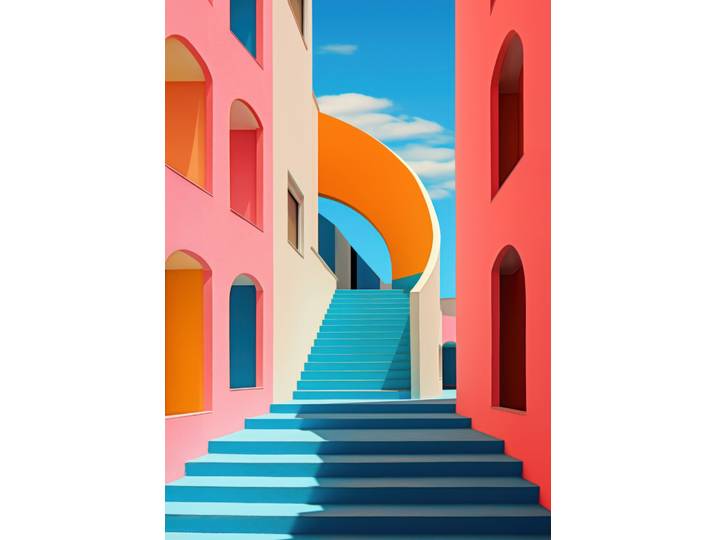 Wandbild 65x97 Escaliers Bleu