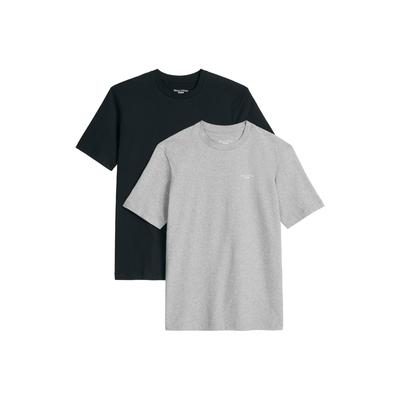 T-Shirt MARC O'POLO DENIM "T-Shirt T-Shirt, SSL, Logo Print, Doubl 2er Pack", Herren, Gr. M, bunt (grau, schwarz), Obermaterial: 100% Baumwolle CO., Shirts T-Shirt
