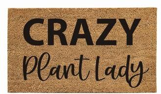 Evergreen "28"" x 16"" Natural Coir Door Mat, Crazy Plant Lady - 28"" x 16"""