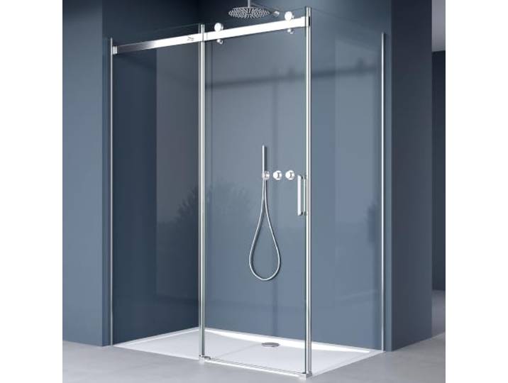 doporro Cabine de Douche 90x110x195cm Porte Coulissante Paroi de Douche Verre de Sécurité Transparent 8mm\, Montage Réversible\, Ravenna17k