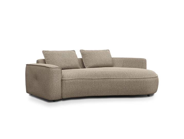 2-Sitzer Sofa Braun/Beige/Beige Bouclé Stoff Ronka 217 x 82 x 146cm Armlehne davorstehend links Glamour