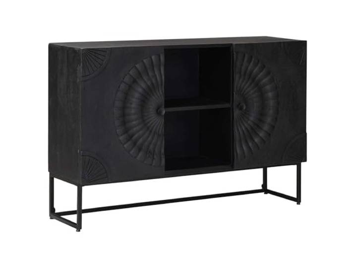 Kaorsrow Sideboard Schwarz 105x30x68 cm Mangoholz Anrichte Flurschrank Modernes Raumwunder aus massivem Holz und Holzwerkstoff für Wohnzimmer, Flur und Esszimmer mit 2 Türen.