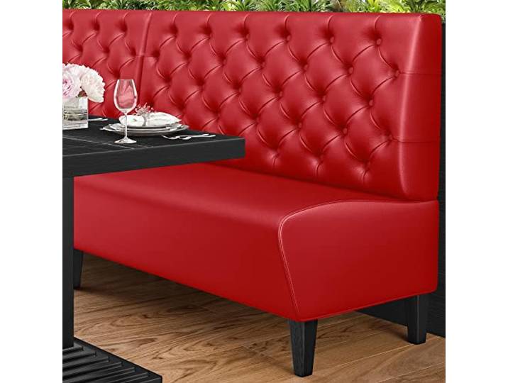GGMMÖBEL Miami Gastrobank B:H 140 x 103 cm Rot Chesterfield Leder Gastro Sitzbank, Bistrobank, Gastro Polsterbank