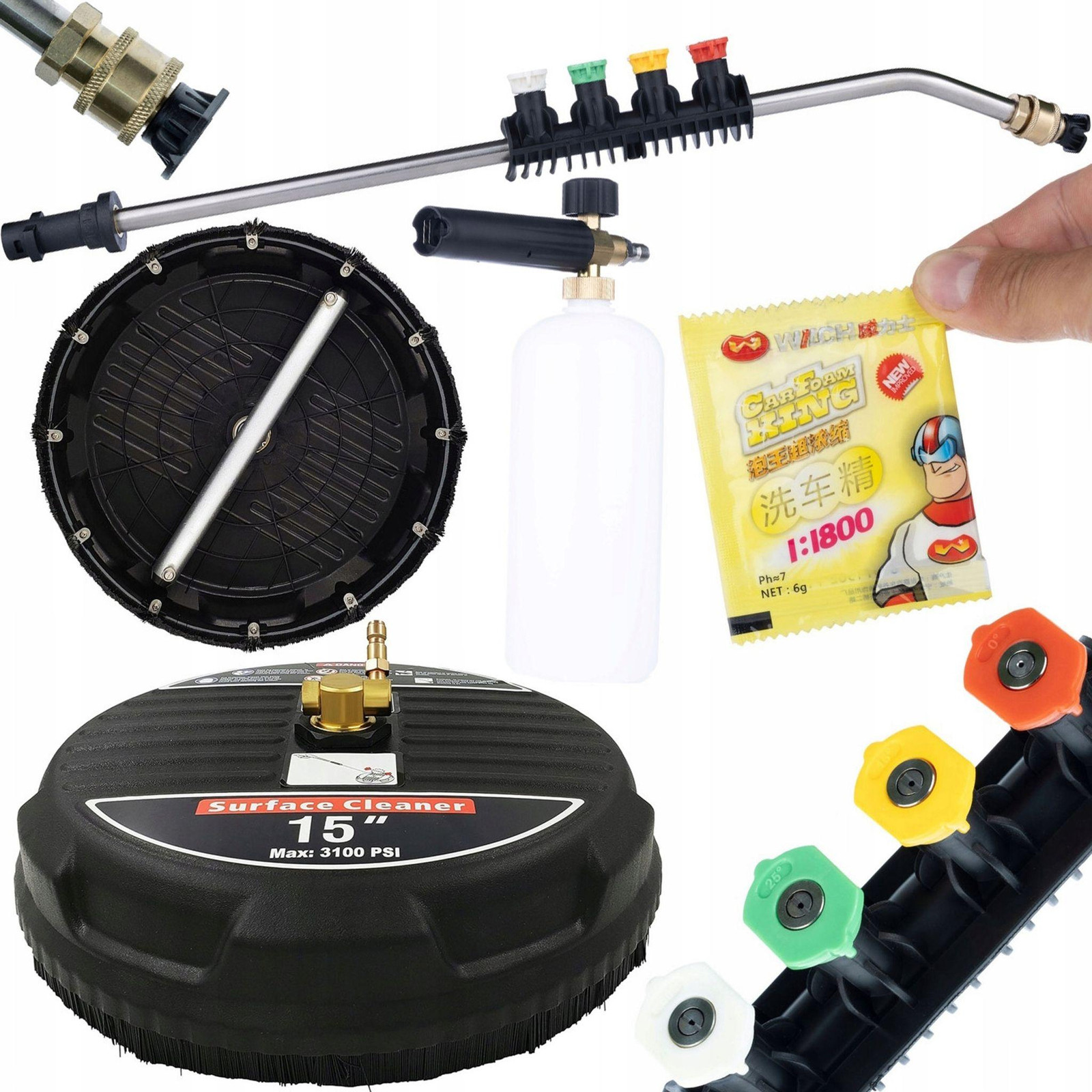 ROSFIX T-Racer Schoonmaakset met Schuimpistool en 1/4" 15° Spuitmond voor Terras en Bestrating