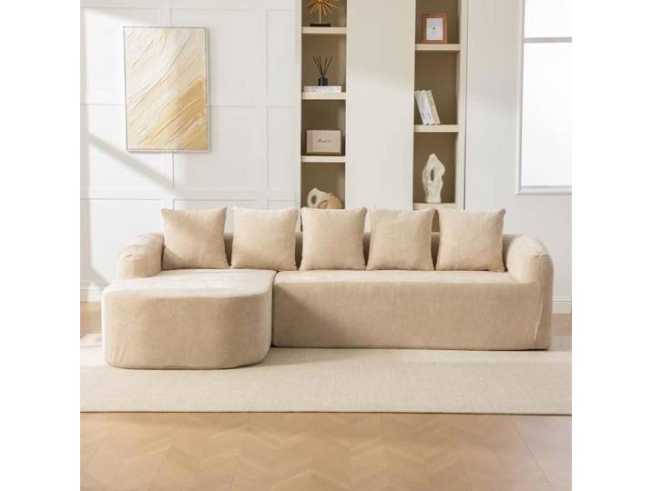 Canapé modulable compressé chenille mousse 30D prêt à l'emploi confort doux light kaki