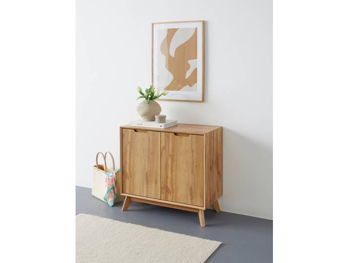 Sideboard OTTO HOME Pandrup , braun (eiche), B:80cm H:75cm T:40cm, Dekorfolie, Hartfaserplatte, MDF, Sideboards, Sideboard, Kommode mit 2 Türen und 2 verstellbare Einlegeböden, B:80 cm, H:75 cm