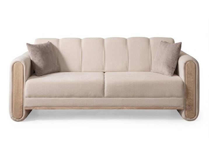 Xlmoebel 3-Sitzer Beiges gepolstertes 3-Sitzer-Sofa Stoffsofa Design Wohnzimmer, 1 Teile