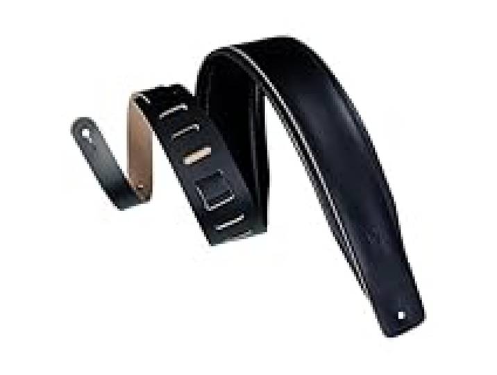 Levys DM1PD-BK Sangle en cuir pour Guitare noir / Rembourrée avec rebord de confort