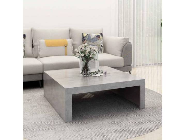 HEFZGDB Couchtisch Betongrau 100x100x35 cm Holzwerkstoff Moderner Akzenttisch mit Stabilem Design für Wohnzimmer und Inneneinrichtung