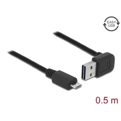 DELOCK Easy-USB-Kabel 2.0 A(gewink. oben/unten)->MicroB 0,5m