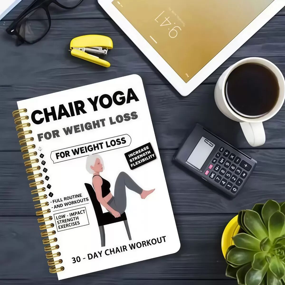 INF 30-Tage Stuhl-Yoga Gewichtsverlust-Journal — 92g Spiralheft, mehrfarbiges beschichtetes Papier, seniorenfreundlicher