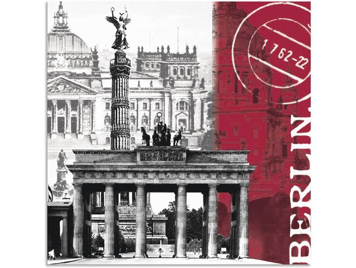 Alu-Dibond-Druck ARTLAND Berlin I , rot (farbe bild(er): rot), B:50cm H:50cm, Bilder, Alu-Dibond-Druck, für Innen- und Aussenbereich geeignet, Outdoorbild