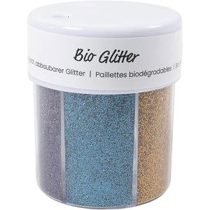 Creativ-Company Glitzer 284303 Bio Sparkles, 6 Farben sortiert je 38g, in Streudose