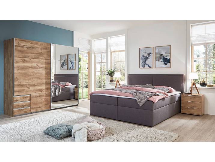 Armoire à portes coulissantes Seattle 225cm Marron/Imitation chêne parqueté