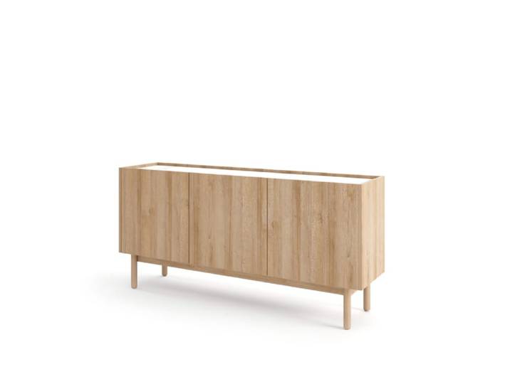 Commode effet bois Crème et Blanc