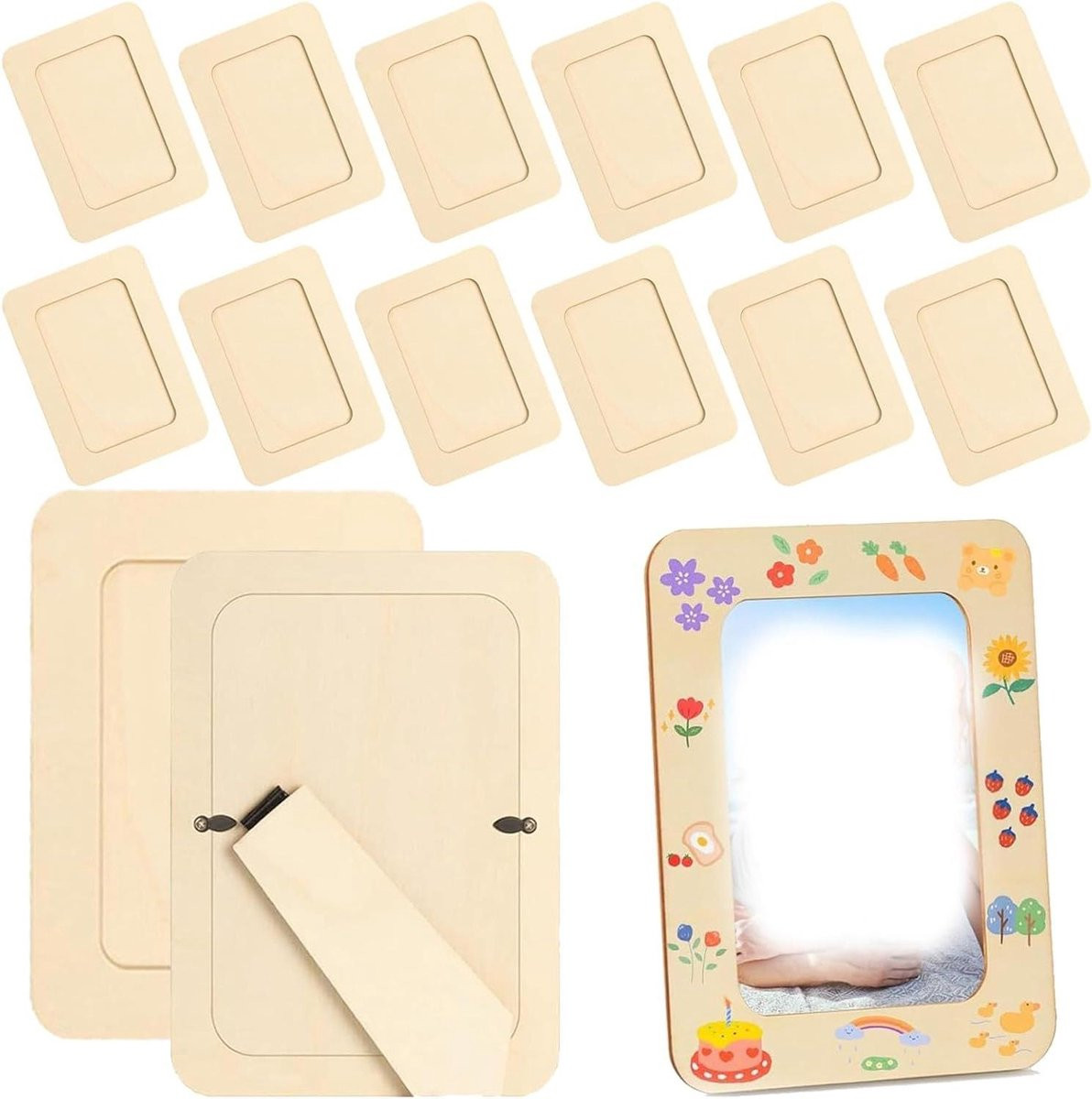 Set van 30 natuurlijke houten fotolijstjes voor knutselprojecten