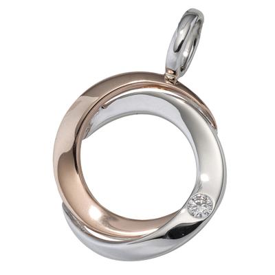 Kettenanhänger JOBO "Anhänger rund 17,6 mm", rosa (roségold 585), Schmuckanhänger, Damen, SI = kleine Einschlüsse, Diamanten Roségold 585 Weißgold 585, Diamanten, Roségold 585, Weißgold 585, Kettenanhänger, 14 Karat 585 Gold bicolor mit Diamant