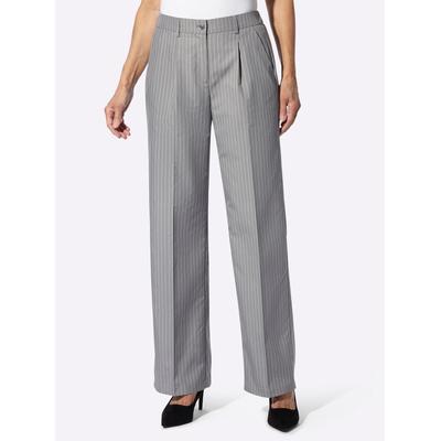 Webhose CLASSIC BASICS, Damen, Gr. 20, Kurzgrößen, grau (grau, ecru, gestreift), 100% Polyester, gemustert, gestreift, Hosen