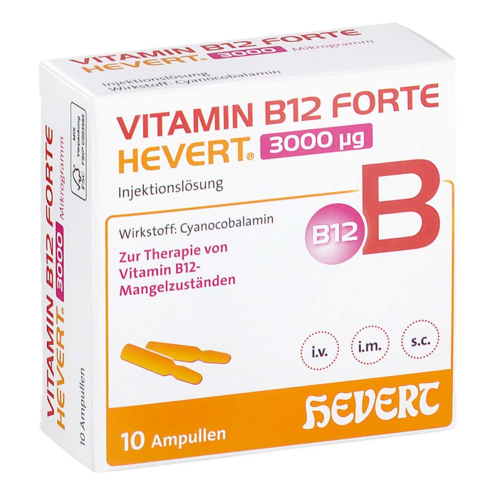 Hevert-Arzneimittel GmbH & Co. KG Vitamin B12 Forte Hevert 3000 mg Iniecto - Lösung Ampullen 19831809